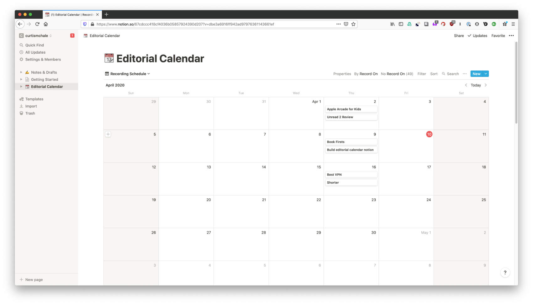 Build a Content Calendar in Notion Curtis McHale
